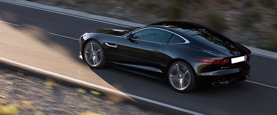 Rear Cross Side View of Jaguar F-Type Coupe R Rear Cross Side View of Jaguar F-Type Coupe R