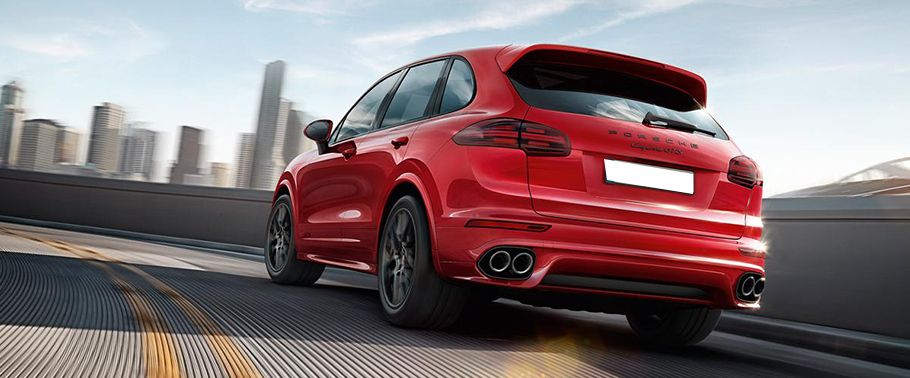 Rear Cross Side View of Porsche Cayenne GTS