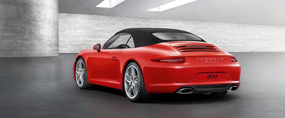 Rear Cross Side View of Porsche 911 Carrera Cabriolet