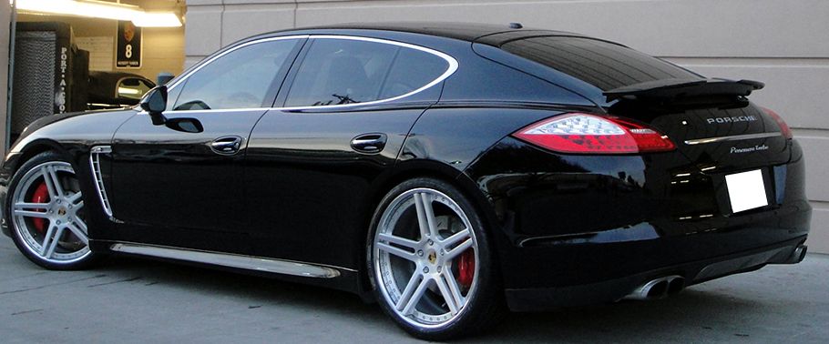 Rear Cross Side View of Porsche Panamera Turbo