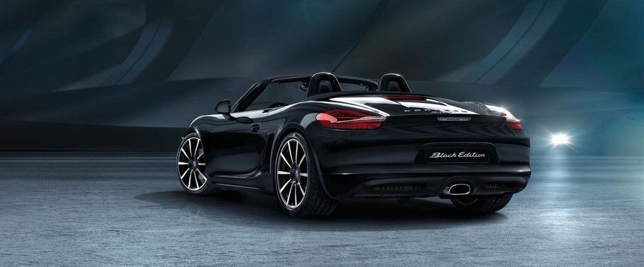 Rear Cross Side View of Porsche Boxster Black Edition