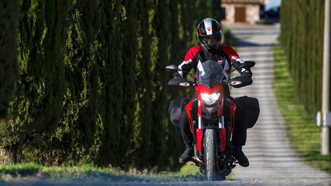 Ducati Hyperstrada Front View With Rider Full Image