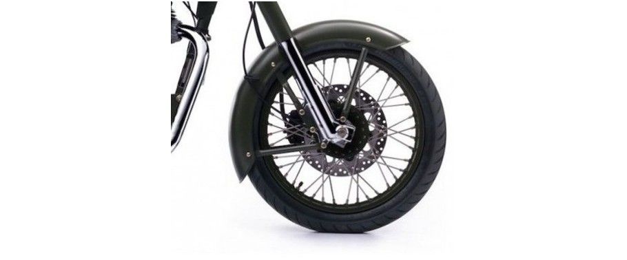 Royal Enfield Classic Battle Green Front Tyre View