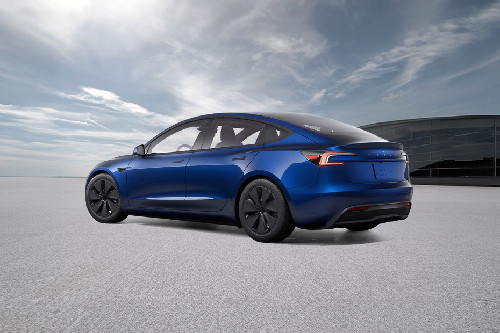 Rear Cross Side View of Tesla Model 3